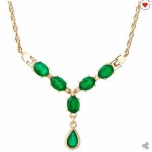 7.25 CT’s Green Agate & White Topaz 18KGP Necklace